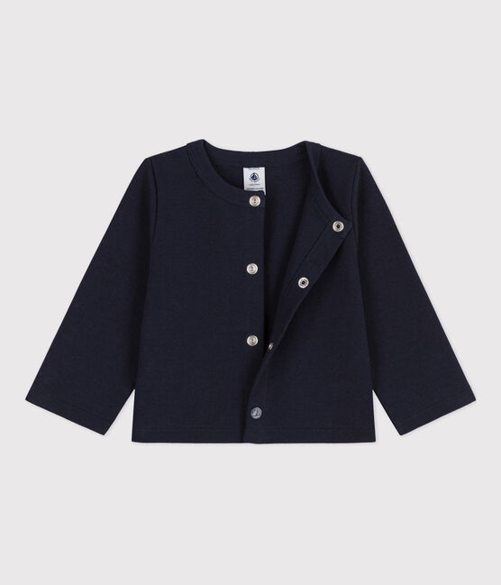 Baby-Cardigan aus dickem, einfarbigem Jersey blau SMOKING