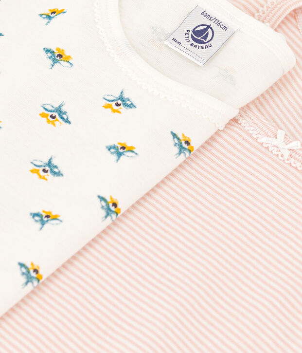 2er-Set lang&auml;rmelige T-Shirts aus Baumwolle mit Blumenmotiv f&uuml;r M&auml;dchen vielfarbig