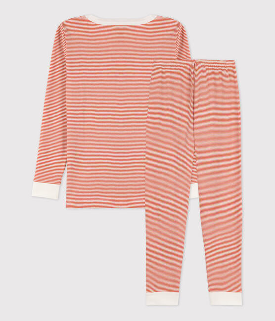 Kinderpyjama mit schlanker Passform aus Baumwolle mit Ringelstreifen rosa BRANDY/weiss MARSHMALLOW