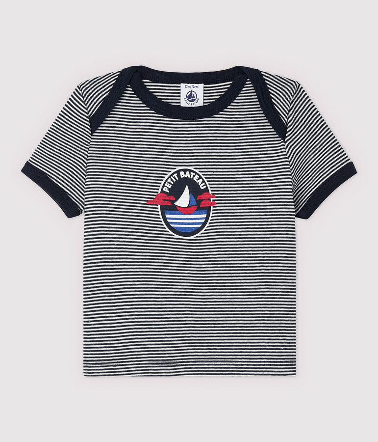Kurz&auml;rmeliges Baby-T-Shirt aus Baumwolle f&uuml;r Jungen blau/weiss