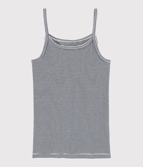 Gestreept katoenen Damesoverhemd met bandjes blau SMOKING/weiss MARSHMALLOW