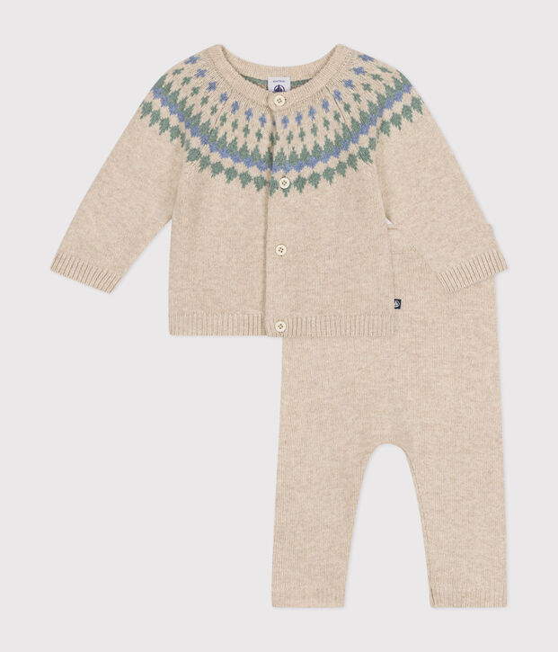 2-teiliges Baby-Strickset naturfarben/vielfarbig