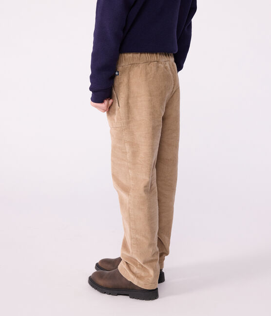 Kinder-Hose mit geradem Schnitt aus einfarbigem Fein-Cord beige ROCHE CLAIR