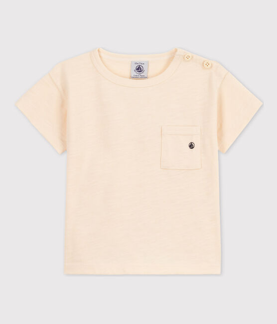 Kurzärmeliges Baby-T-Shirt aus geflammtem Jersey. naturfarben AVALANCHE