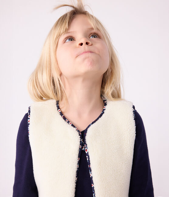 Kinder-Weste aus Baumwoll-Popeline und Sherpa mit Muster blau SOIR/ MULTICO