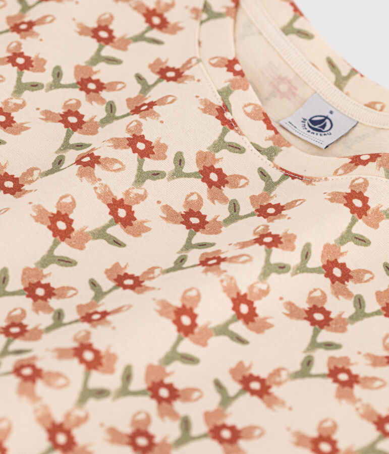 Damen-T-Shirt LE DROIT aus Baumwolle mit Rundhalsausschnitt naturfarben/vielfarbig