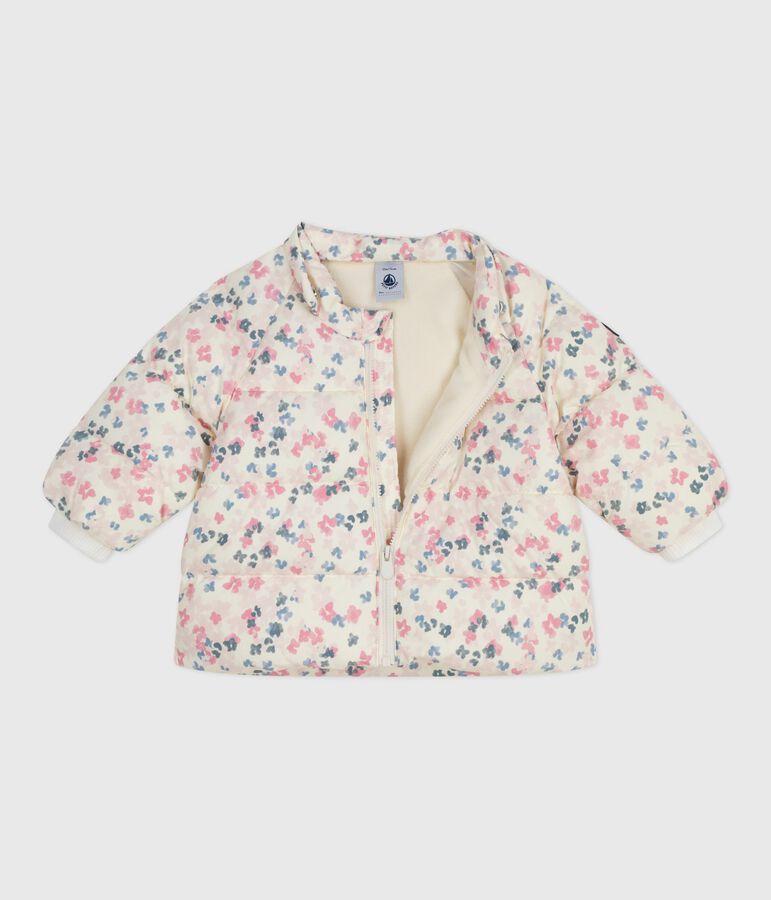 Baby-Daunenjacke mit Blumendruck und abnehmbarer Kapuze naturfarben/vielfarbig