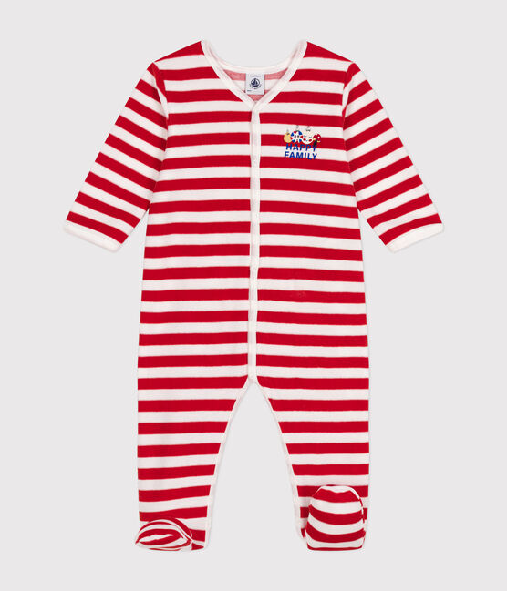 Strampler aus Nicki mit Weihnachtsmotiven rot AURORA/ MARSHMALLOW