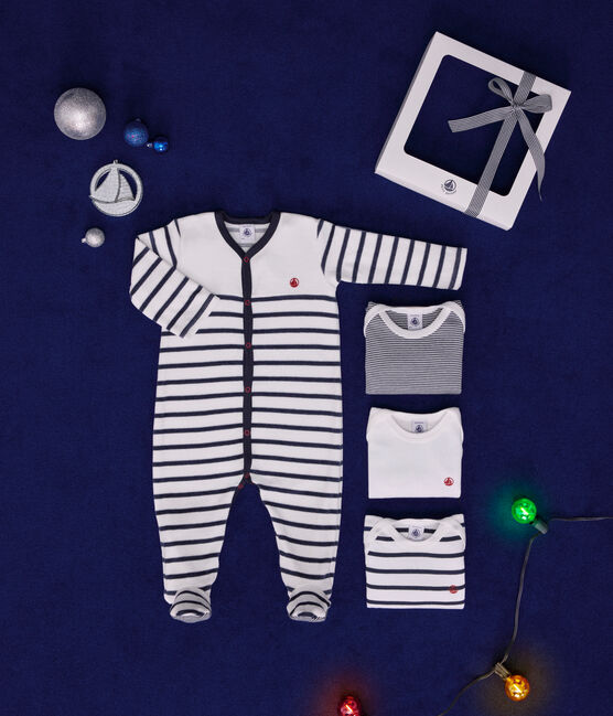 Set bestehend aus 1 Baby-Pyjama und 3 gestreiften Bodys variante 1