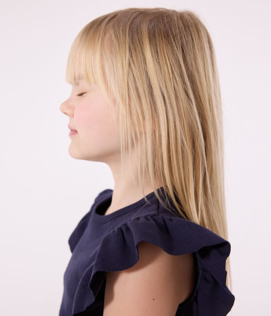 Kinder-T-Shirt aus Baumwolle für Mädchen blau SMOKING