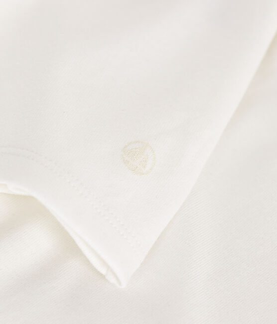 Langärmeliges Damen-T-Shirt "L'Iconique" mit Mäusezähnchenkante aus einfarbigem Rippstrick weiss ECUME