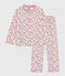 Kinder-Pyjama mit Knopfverschluss aus bedruckter Baumwolle weiss MARSHMALLOW/weiss MULTICO