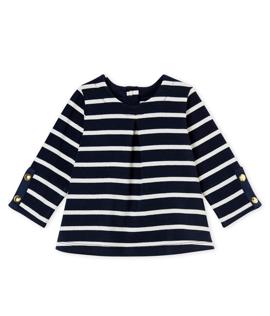 Baby MädchenBluse mit Marinestreifen blau SMOKING/weiss MARSHMALLOW