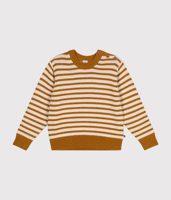Kinder-Pullover aus Wolle und Baumwolle für Jungen weiss AVALANCHE/ ECUREUIL