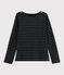 Glänzendes Streifenshirt für Damen schwarz NOIR/ NOIR ARGENT BRILLANT
