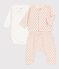 Dreiteiliges Baby-Set aus Doppeljersey mit Printgrafik weiss MARSHMALLOW/weiss MULTICO