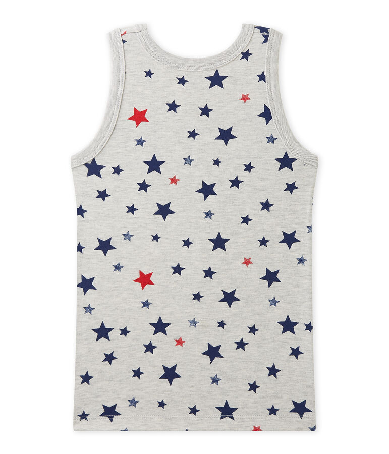 Bedrucktes Jungen-Unterhemd aus Stretch-Jersey grau/vielfarbig