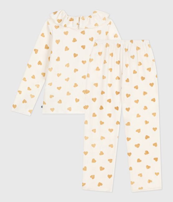 Kinder-Pyjama aus Nicki mit goldenem Herzmotiv MILK/ DORE