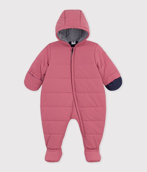Baby-Schneeanzug aus einfarbigem Polyester rosa