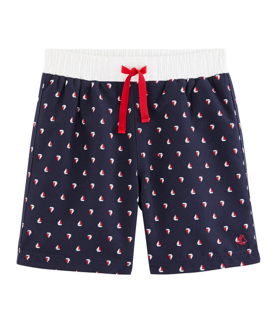 Bedruckte Strandshorts Kinder Jungen blau SUBMARINE/weiss MULTICO