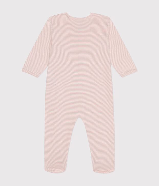 Strampler aus Baumwolle rosa/weiss