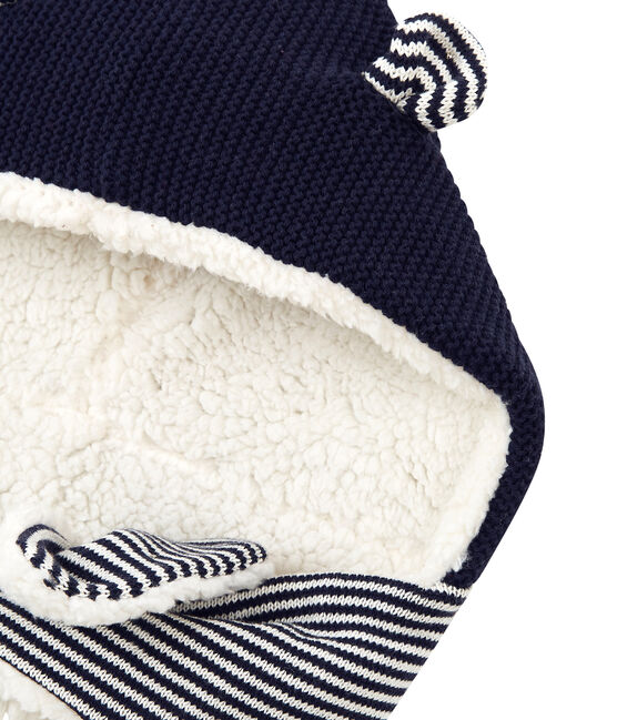 Baby-Schalmütze aus Strickmaterial. blau SMOKING/weiss MARSHMALLOW