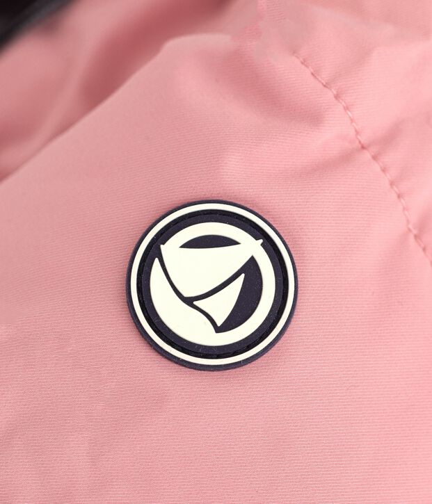 Baby-Winterjacke aus einfarbigem Polyester rosa