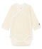 Langärmliger Baby-Body aus Wolle und Baumwolle weiss MARSHMALLOW