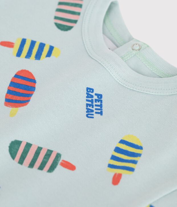 Kurz&auml;rmeliges Baby-T-Shirt aus Baumwolle mit M&ouml;wenmotiv blau/vielfarbig