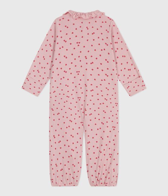 Baby Kombi-Overall mit Kragen aus bedruckter Baumwolle rosa JOLI/weiss MULTICO