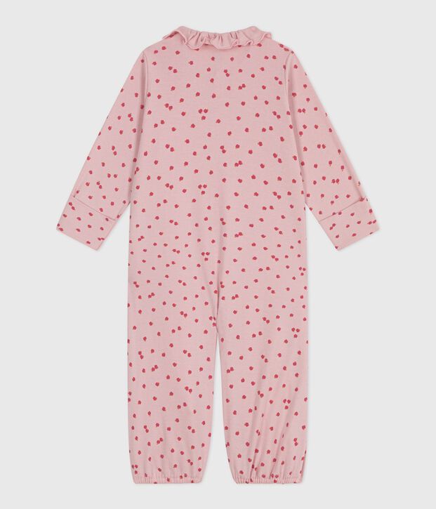 Baby Kombi-Overall mit Kragen aus bedruckter Baumwolle rosa/vielfarbig