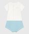 2-teiliges Newborn-Set aus Baumwolle mit einfarbigem Unterteil blau MARSHMALLOW/ AQUATIC