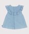 Ärmellose Baby-Bluse aus besticktem Chambray-Baumwollstoff blau BLEU CLAIR