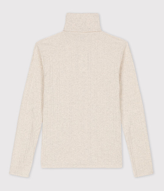 T-Shirt mit Rollkragen L’ICONIQUE aus Jacquardstrick beige MONTELIMAR CHINE