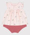 2-teiliges Newborn-Set aus Baumwolle mit Rüschenbluse rosa FLEUR/weiss MULTICO