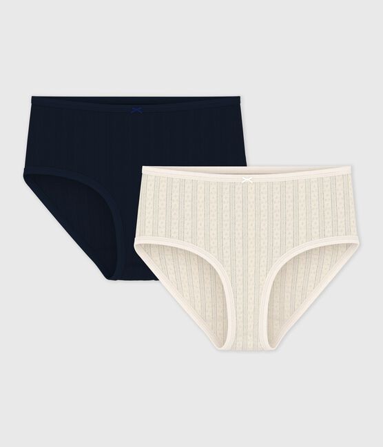 Set Damen-Taillenslips High-Waist aus Baumwolle mit Lochstickerei variante 1