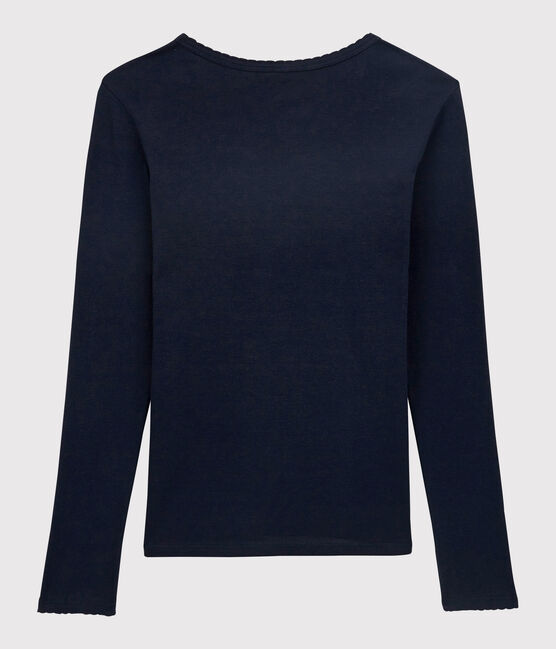 Damen-T-Shirt L’ICONIQUE aus Baumwolle mit Mäusezähnchen blau SMOKING