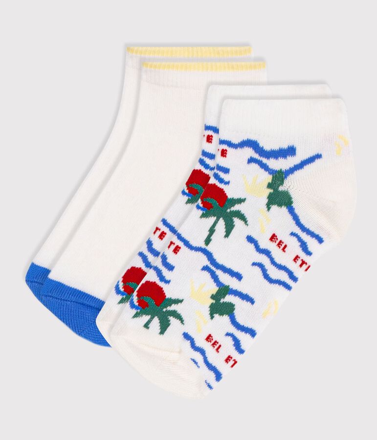 2 Paar Kinder-Socken aus Baumwolle mit Palmenmotiv vielfarbig