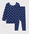 Jacquard-Pyjama mit Yetimotiv aus Wolle/Baumwolle für Jungen blau MEDIEVAL/weiss MARSHMALLOW