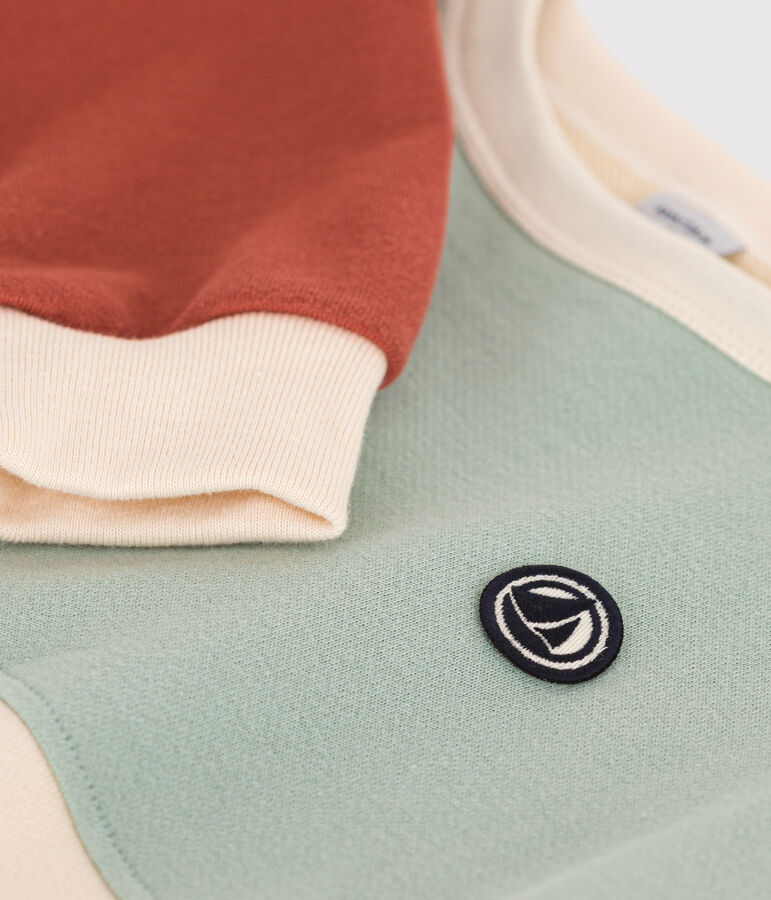 Kinder Colorblock-Sweatshirt aus Molton f&uuml;r Jungen naturfarben/vielfarbig