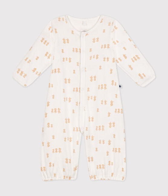 Baby Kombi-Overall aus Baumwolle weiss MARSHMALLOW/grau GRIS