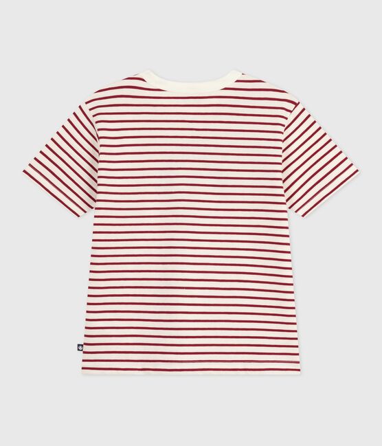 Kurzärmeliges Kinder-T-Shirt mit Muster rot MILK/ AMARANTE