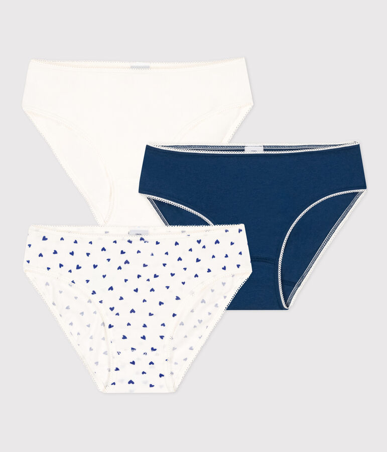 3er-Set Slips aus Baumwolle und Elastan mit Herzmotiv f&uuml;r M&auml;dchen vielfarbig