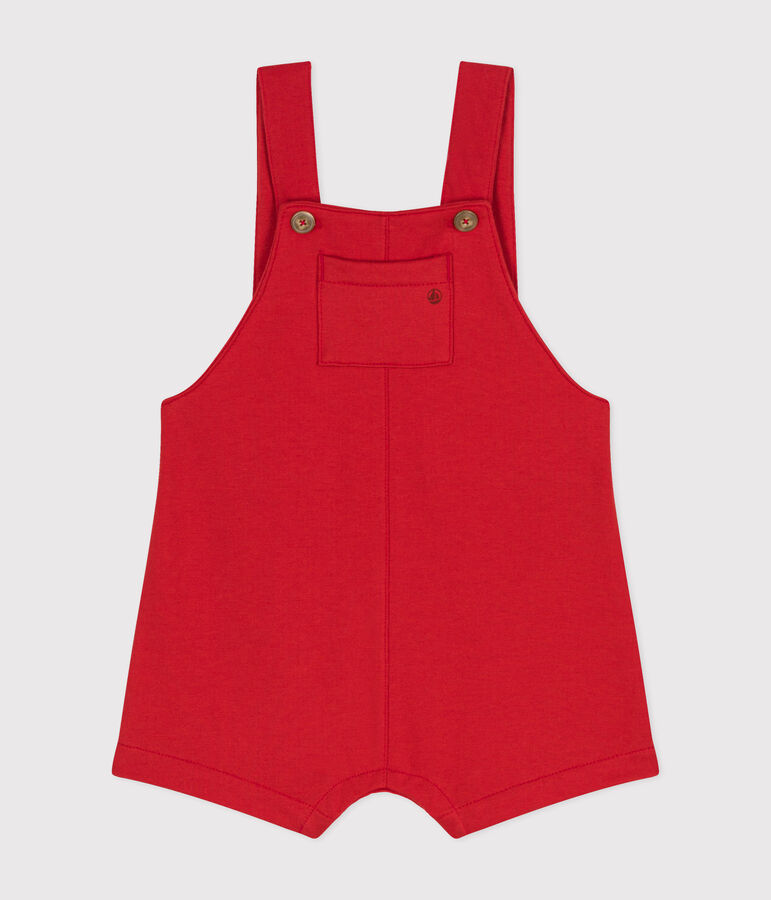 Kurze Baby-Latzhose aus leichtem Molton rot