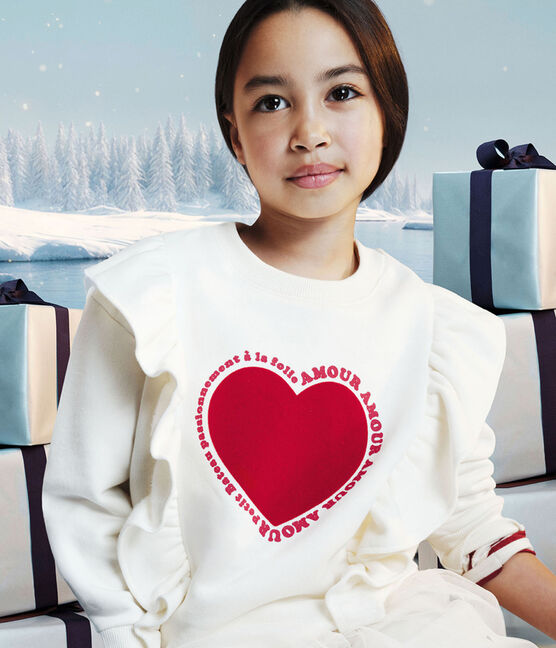 Kinder-Sweatshirt aus gemusterter Baumwolle naturfarben MILK