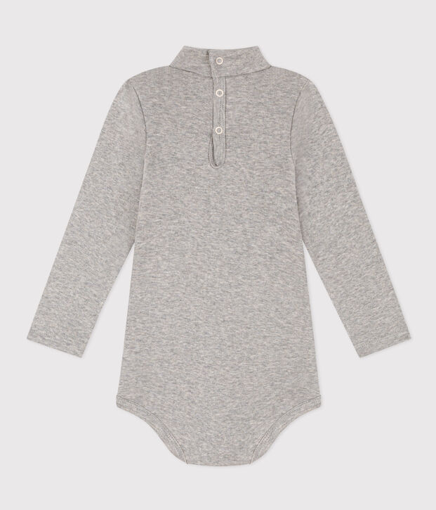 Lang&auml;rmeliger Baby-Body aus Baumwolle mit Rollkragen grau