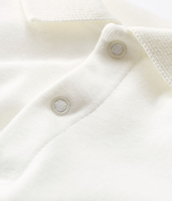 Langärmeliger Baby-Body aus Baumwolle mit Polokragen weiss MARSHMALLOW