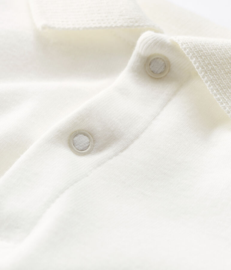 Lang&auml;rmeliger Baby-Body aus Baumwolle mit Polokragen weiss MARSHMALLOW