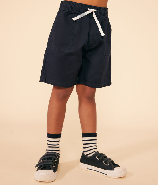 Kinder-Shorts aus Baumwoll-Twill und Leinen blau SMOKING