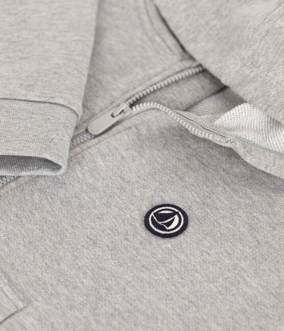 Kinder-Sweatshirt mit Reißverschluss und Kapuze aus Molton für Jungen grau CHATON CHINE